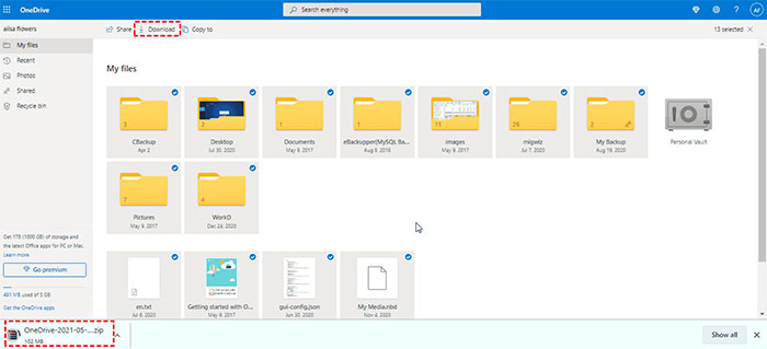download files from onedrive