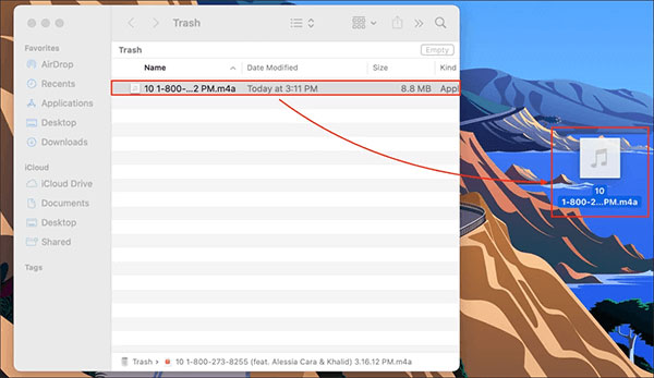 recover deleted songs from itunes in trash bin of mac