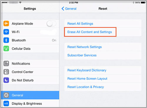 reset all settings on ipad