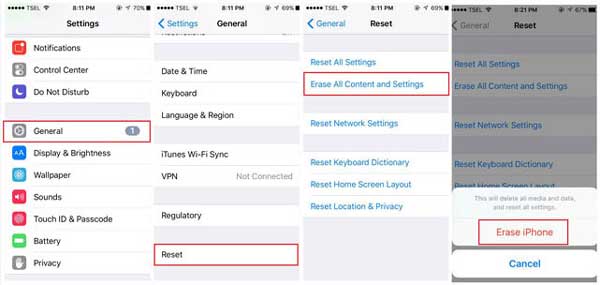 erase all contents and settings on
iphone