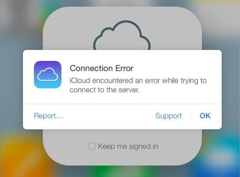icloud connection to server failed