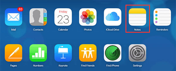 view iphone notes on pc via icloud web