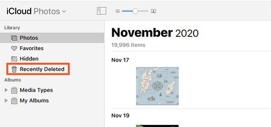 recover photos from icloud recently deleted folder