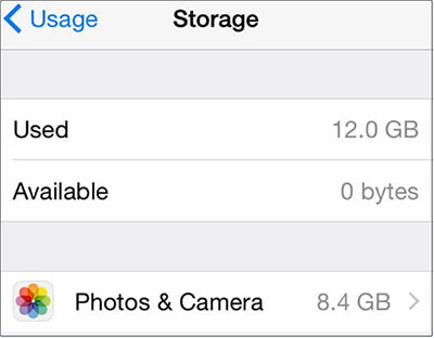 0 bytes available on iphone