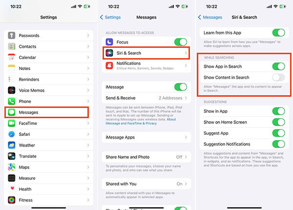 change message settings
