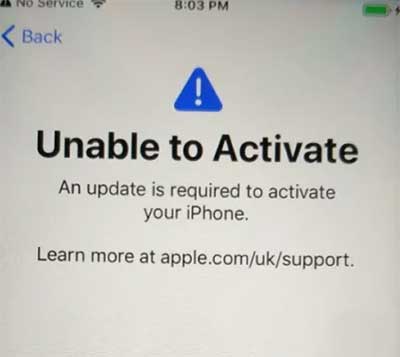 whay is apple iphone unable to activate