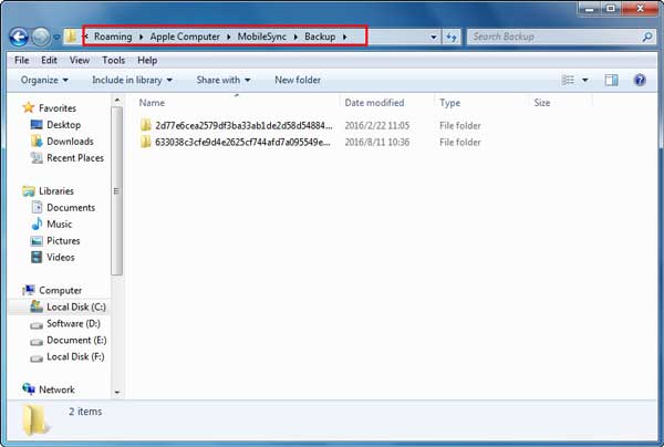 find itunes backup file on windows vista/7/8/8.1