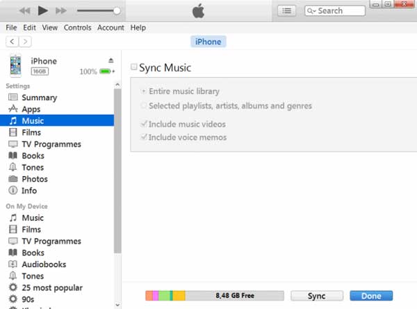 how to  sync itunes music to iphone
