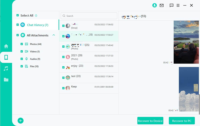 select line chats for recovery