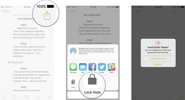 lock iphone notes