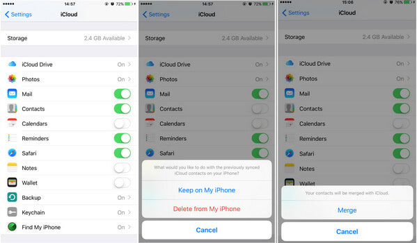 how to get contacts on icloud to iphone