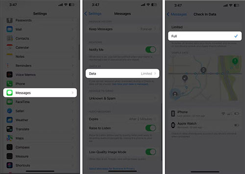 change check in data settings