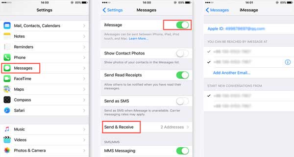 turn off and on imessages feature to fix imessages not sending