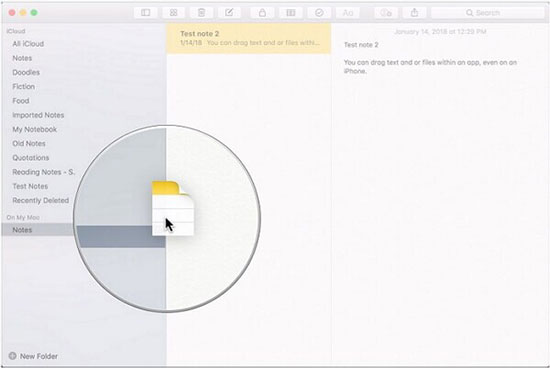 move notes on icloud between folders