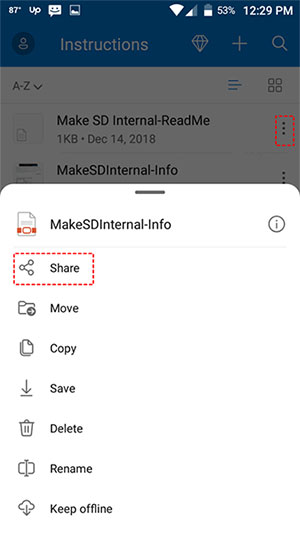 share files from onedrive
