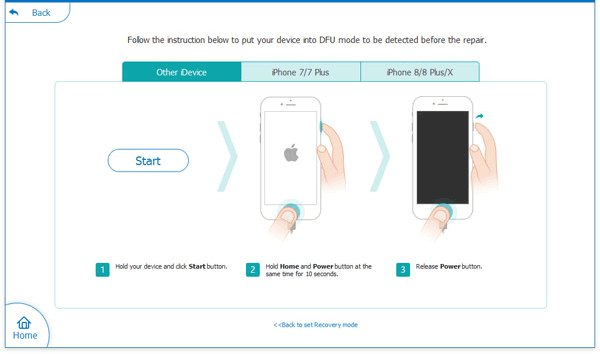 put iphone or ipad into recovery or dfu mode