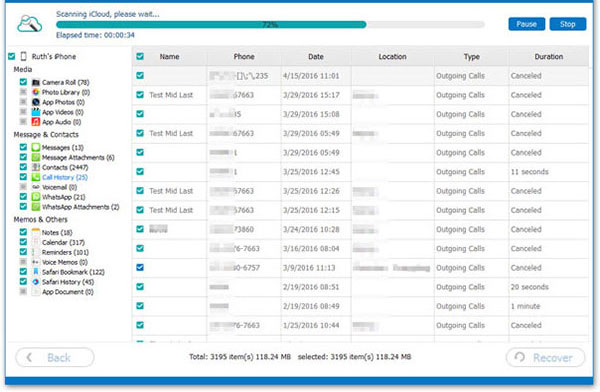 extract call history from icloud