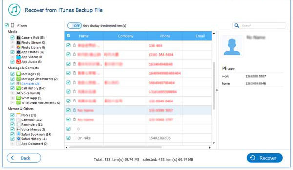 restore contacts from itunes backup