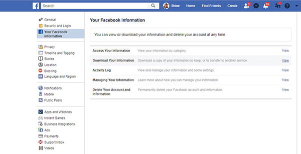 check your facebook information online