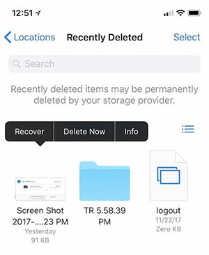 how to find deleted stuff on iphone using files app