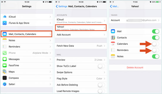 get deleted reminders back on iphone via email