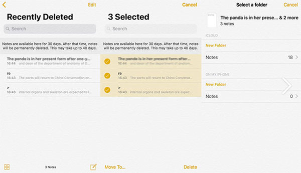retrieve missing iphone notes from recently deleted folder