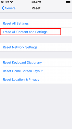 erase all content and settings from iphone