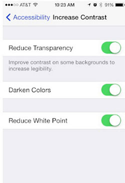 enable reduce transparency to fix iphone screen blinking on and off
