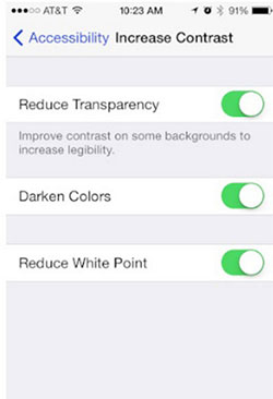 enable reduce transparency to fix iphone glitch