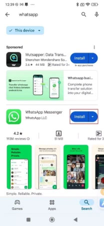 reinstall whatsapp on android