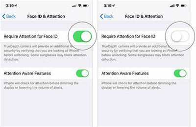 disable require attention to fix ios 16 face id not working