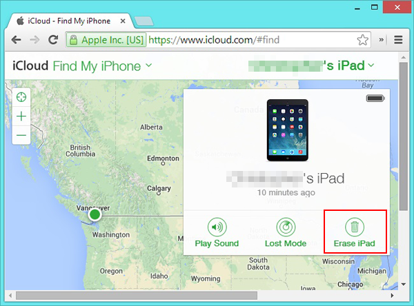 Erase iPad via Find My iPhone