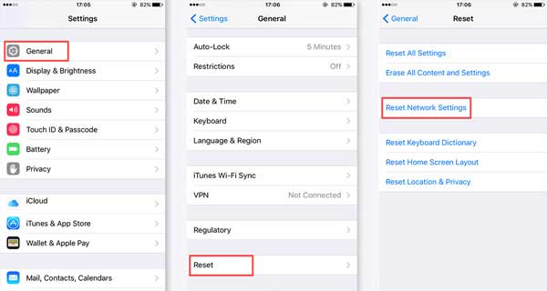 reset network settings to fix imessages not delievered