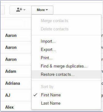 recover deleted gmail contacts