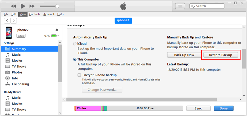 recover files on ipod touch from itunes backup