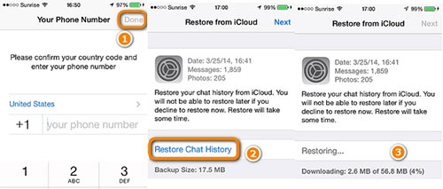 restore from whatsapp chat backup on iphone
