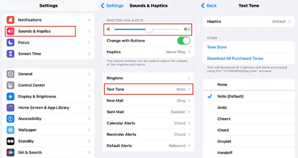 check mute switch and text tone