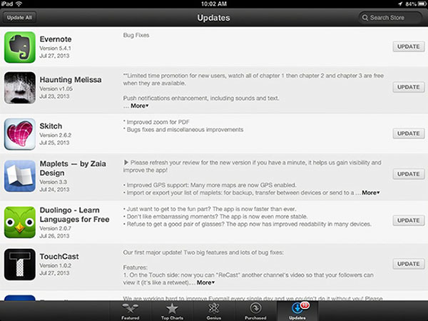 update apps on ipad