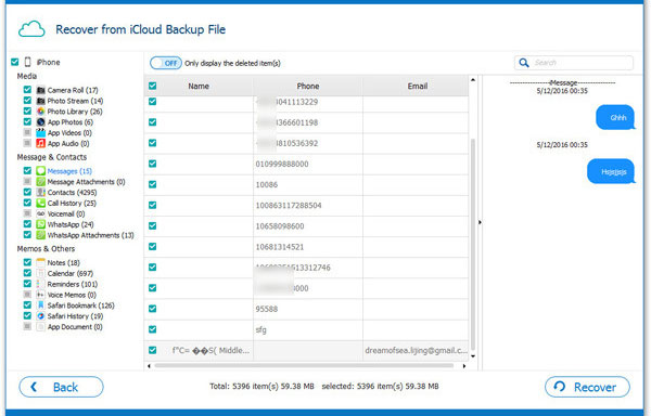 recover imessages from icloud backup via icloud data recovery
