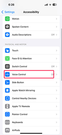 disable voice control