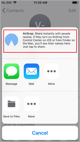 transfer contacts to new iphone without icloud using airdrop - 2