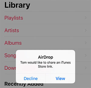 how to transfer songs from iphone to iphone using airdrop