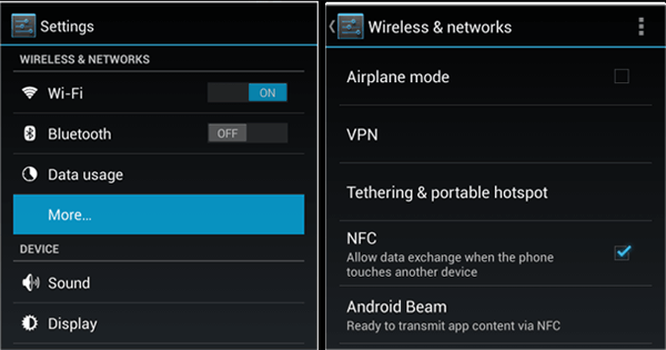 turn on nfc on both devices