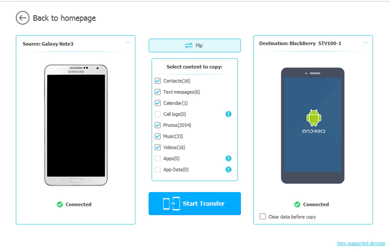 select photos to transfer from blackberry to android