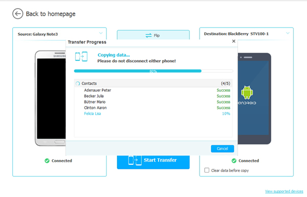 transfer sms from sony to blackberry