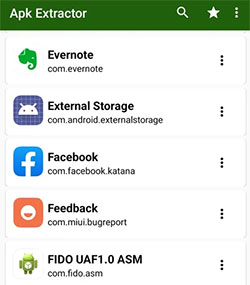 find your desired app within the apk extractor