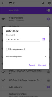 connect to idevice created wifi