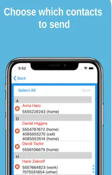 migrate contats from android to iphone without sim via immediate contact transfer