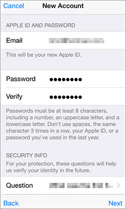 set up a new apple id
