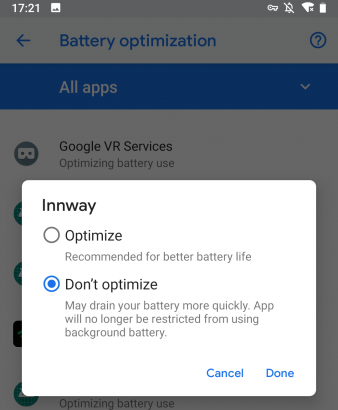 disable battery optimization